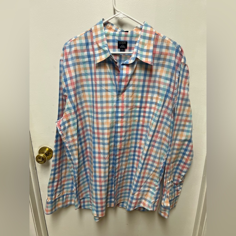 J. Crew Blue and Orange Plaid Men's Shirt